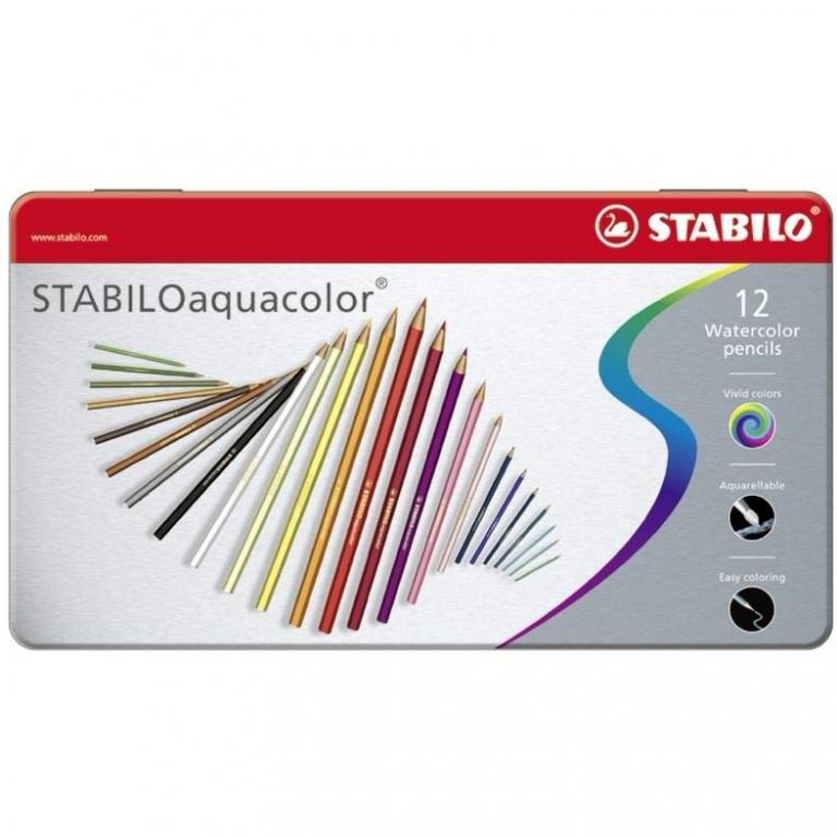 Astuccio in metallo StabiloAcquacolor12 colori